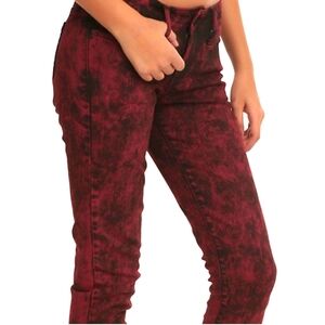 Hot Topic Lovesick Acidwash Maroon Skinny Jeans Size 1